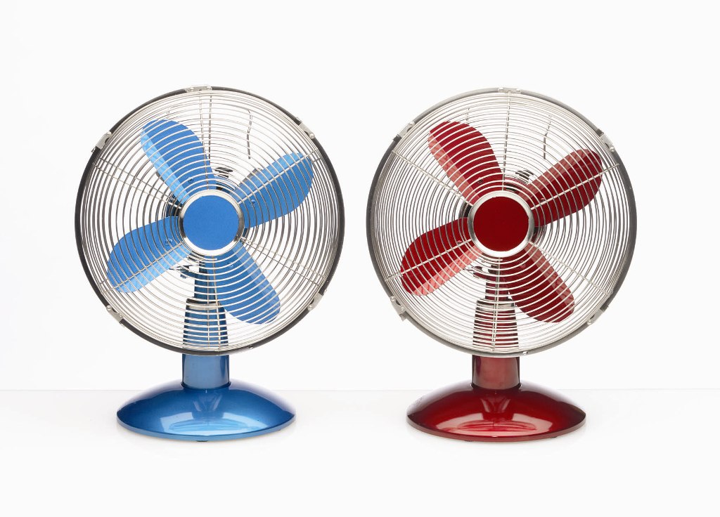 Metal Desk Fans, Metal Table Top Fans. Trendy, colored metal desk fans
